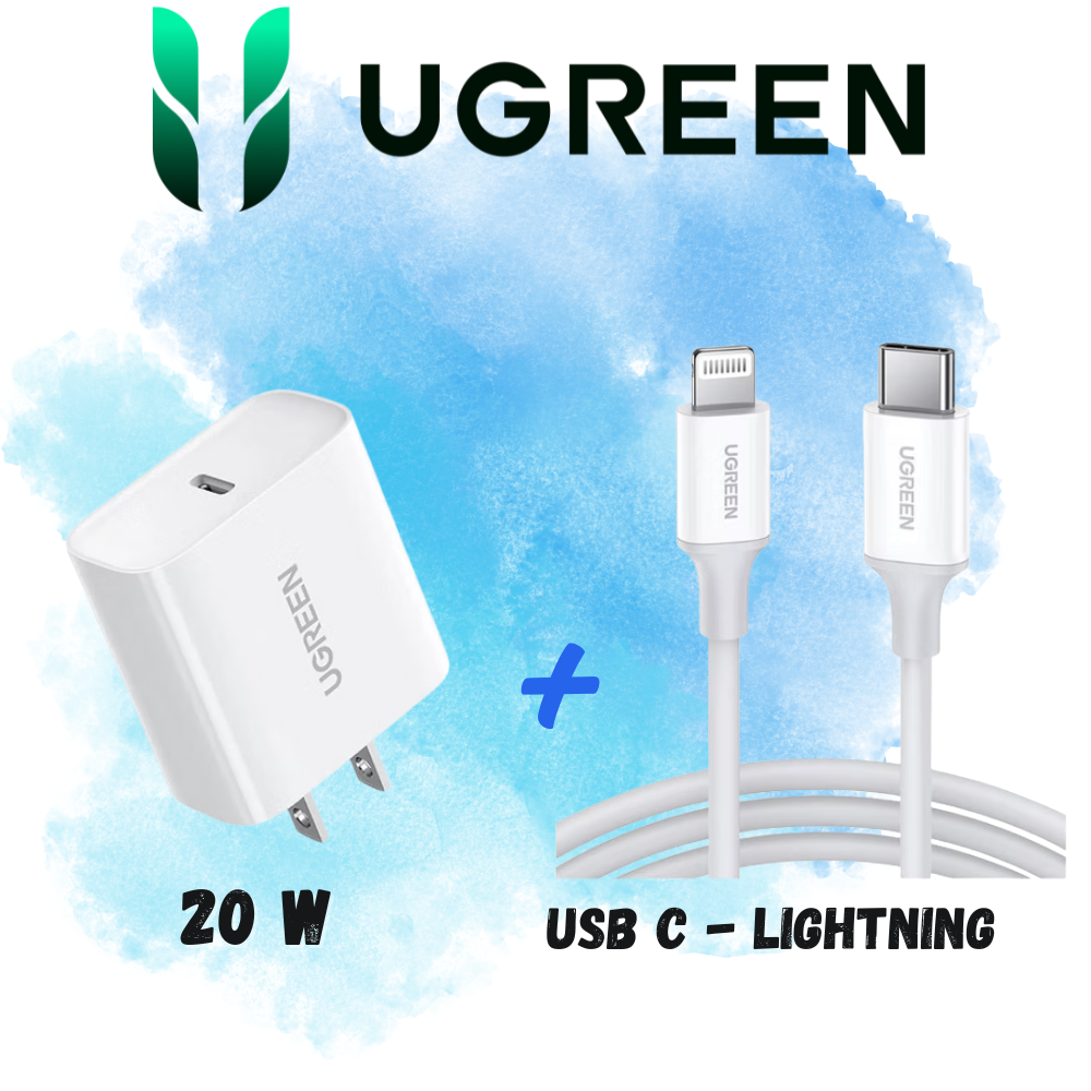 Combo UGREEN Power Set | Cargador 20W + Cable USB-C a Lightning