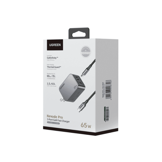 UGREEN Nexode 65W GaN — Cargador Rápido 3 Puertos - X755