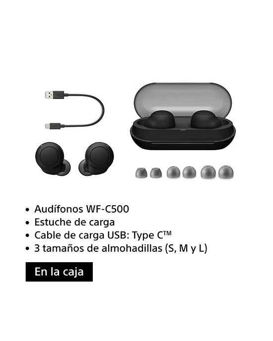 Sony WF-C500 – Audífonos Bluetooth compactos con DSEE, 20 h de batería y resistencia al agua