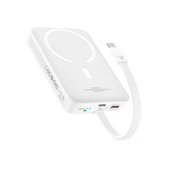 Baseus Mini Power Bank Magnético 10,000mAh – Carga Rápida con Cable USB-C Integrado