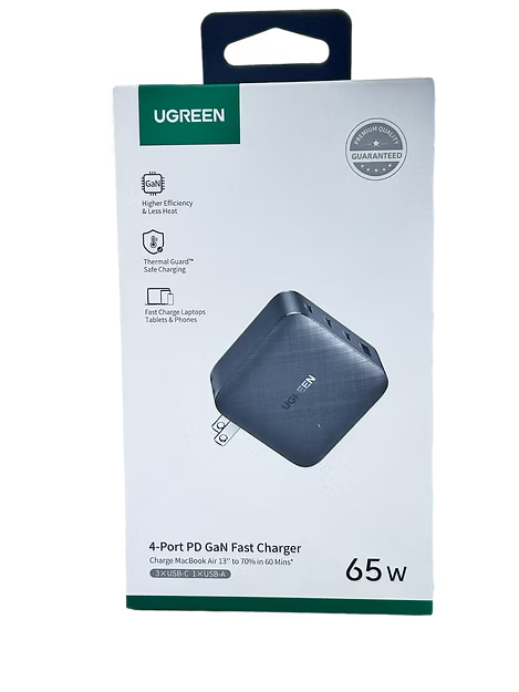 Cargador UGREEN GAN 65W | 3 USB-C + 1 USB-A | Carga Rápida y Compacta
