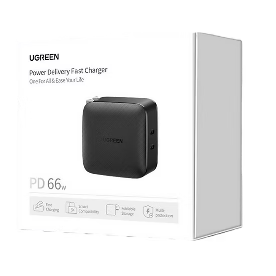 Cargador UGREEN PD 66W | 2 Puertos USB-C | Carga Rápida y Compacta