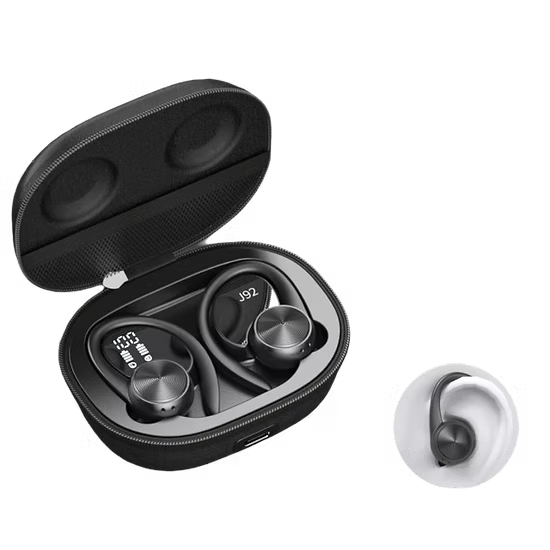 Audífonos Deportivos J92 🎧 TWS con Ganchos Ergonómicos y Base de Tela Premium