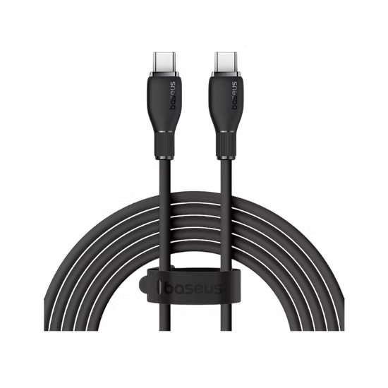 Baseus Pudding Cable Type-C a Type-C 100W (2M, Negro) – Carga Rápida y Flexibilidad Total