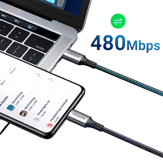 Cable UGREEN USB-C a USB-C 60W – 2 Metros