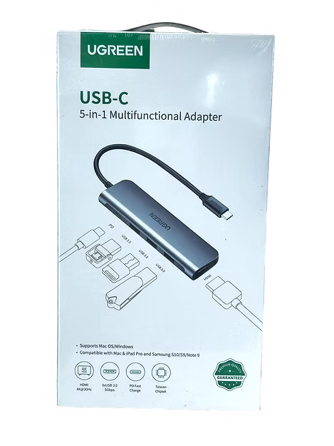 Adaptador UGREEN 5 en 1 USB-C | HDMI 4K, 3 USB 3.0, Carga Tipo C