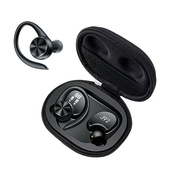 Audífonos Deportivos J92 🎧 TWS con Ganchos Ergonómicos y Base de Tela Premium
