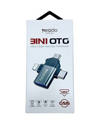 Adaptador 3 en 1 OTG Yesido GS15 – Conecta Todo desde un Solo Puerto USB