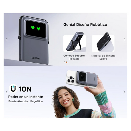 UGREEN Uno Magnetic Wireless Power Bank 10000mAh - negro