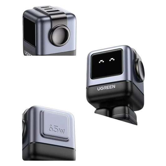 Cargador UGREEN Uno Robot 65W (3 Puertos: 2USB-C + 1USB-A)