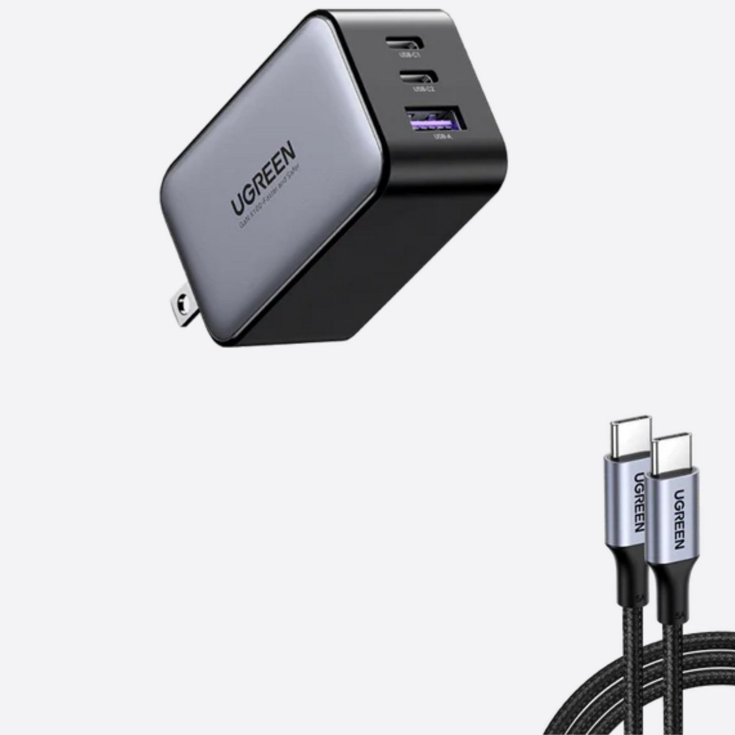 UGREEN Nexode 65W GaN — Cargador Rápido 3 Puertos (USB-C & USB-A)