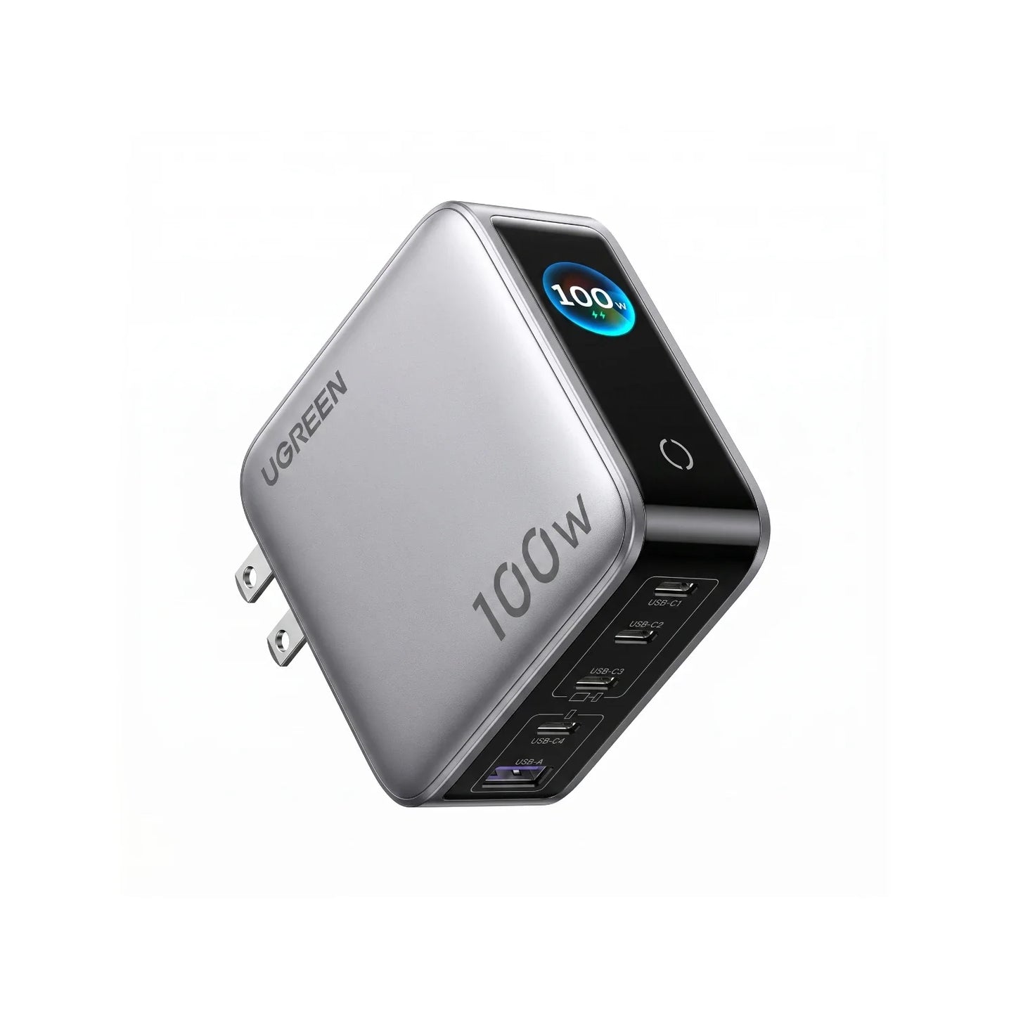 Cargador UGREEN GaN 100W con 5 puertos y pantalla inteligente (65610b)