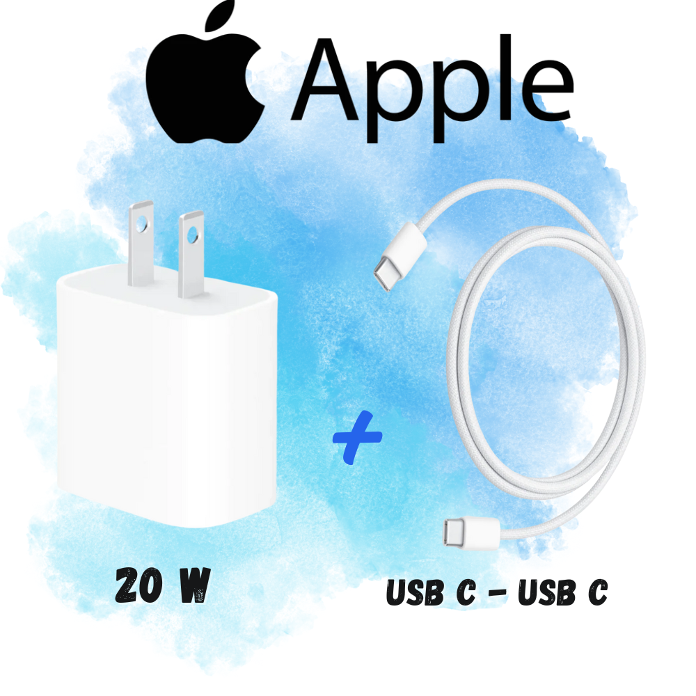 Carga Segura Apple| Cubo de 20W + Cable USB-C a USB-C 1 M