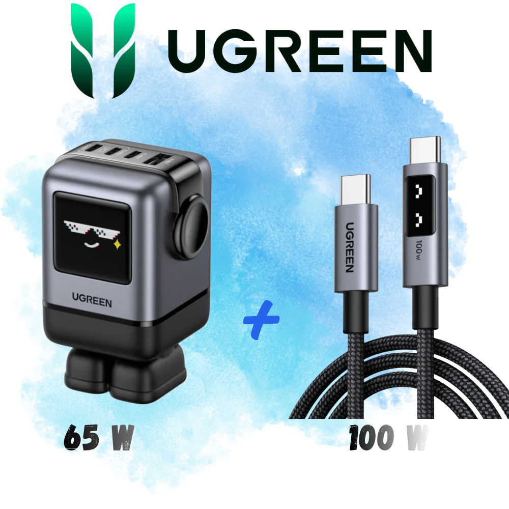 Kit Ugreen Robot 100w| Cargador 100W + Cable 100W Black