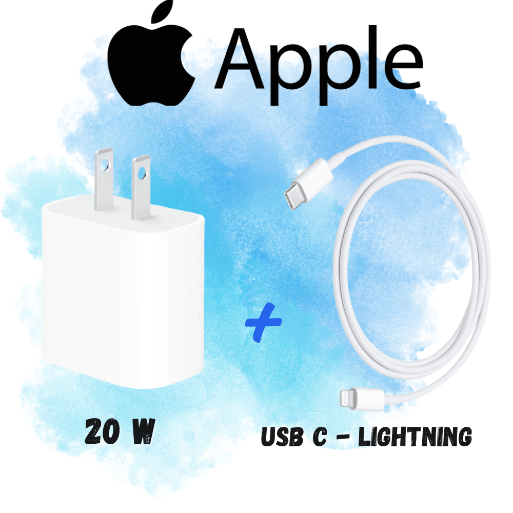 Carga Segura Apple| Cubo de 20W + Cable USB-C a Lightning 1M