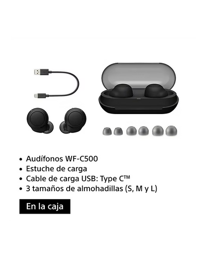 Sony WF-C500 – Audífonos Bluetooth compactos con DSEE, 20 h de batería y resistencia al agua