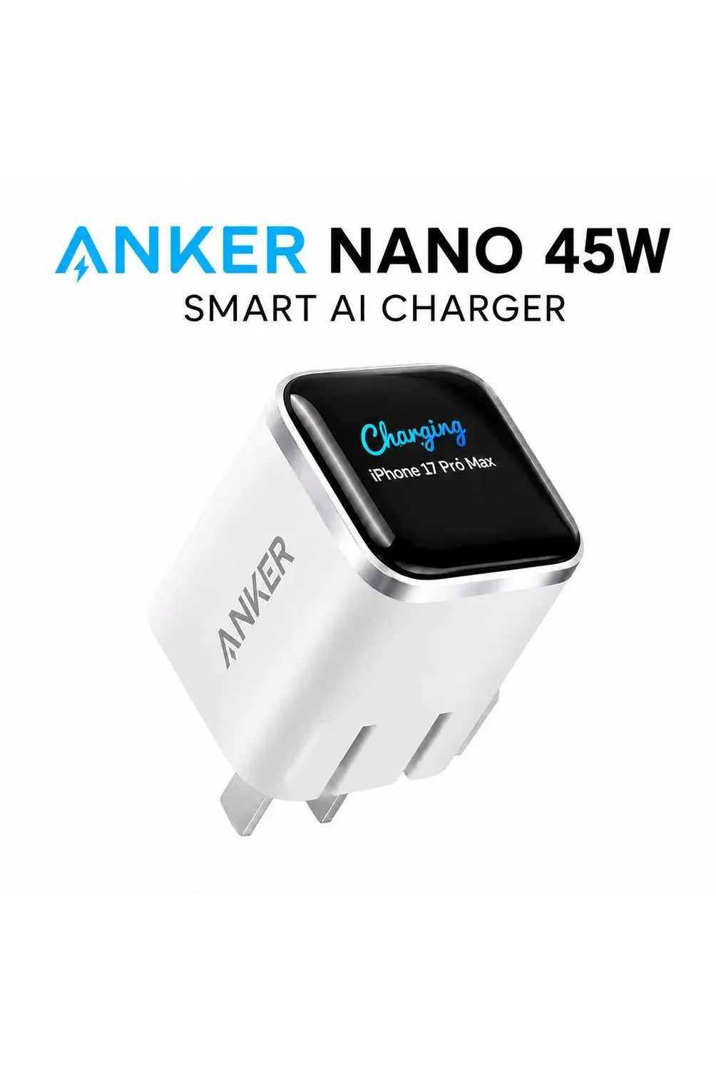 Cargador Anker Nano 45w con pantalla - Blanco