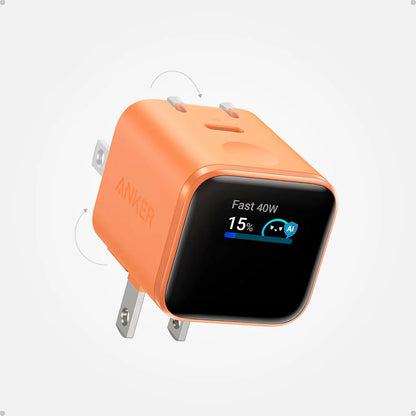 Cargador Anker Nano 45w con pantalla -  Anaranjado