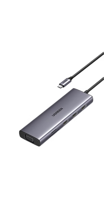 Adaptador UGREEN 10 en 1 USB-C | HDMI 4K, VGA, RJ45, SD/TF, 3 USB 3.0, Audio y Más
