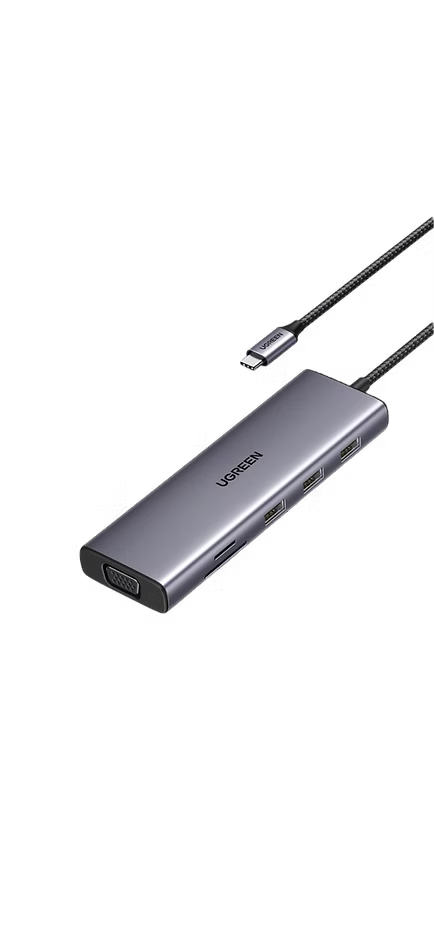 Adaptador UGREEN 10 en 1 USB-C | HDMI 4K, VGA, RJ45, SD/TF, 3 USB 3.0, Audio y Más