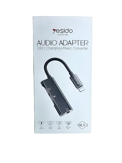 Adaptador Lightning 3 en 1 Yesido YAU13 – Carga, Audio y Flexibilidad en un Solo Accesorio