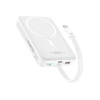 Baseus Mini Power Bank Magnético 10,000mAh – Carga Rápida con Cable USB-C Integrado