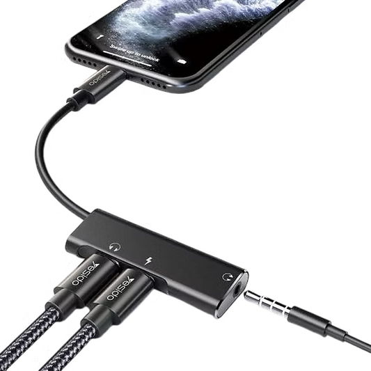 Adaptador Lightning 3 en 1 Yesido YAU13 – Carga, Audio y Flexibilidad en un Solo Accesorio