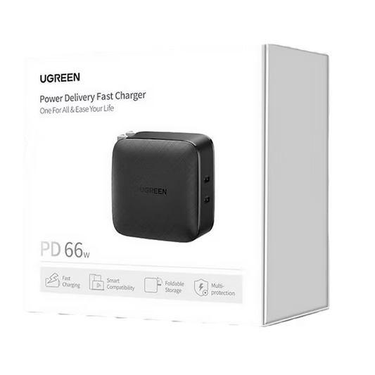 Cargador UGREEN PD 66W | 2 Puertos USB-C | Carga Rápida y Compacta