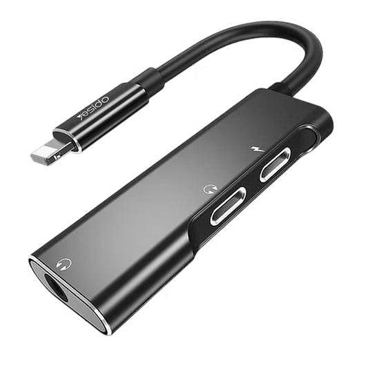 Adaptador Lightning 3 en 1 Yesido YAU13 – Carga, Audio y Flexibilidad en un Solo Accesorio