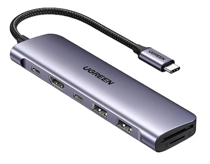 Adaptador UGREEN 7 en 1 USB-C | HDMI 4K, SD/TF, 2 USB-C, 2 USB 3.0, Carga 100W