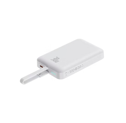 Baseus Mini Power Bank Magnético 10,000mAh – Carga Rápida con Cable USB-C Integrado