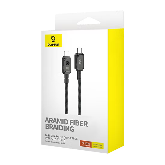 Baseus Cable Unbreakable Type-C a Type-C 100W (2M, Negro) – Carga Rápida y Ultra Resistente