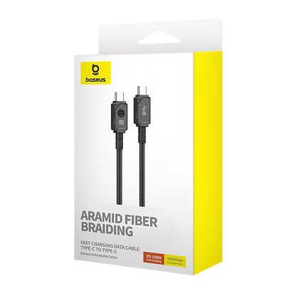 Baseus Cable Unbreakable Type-C a Type-C 100W (2M, Negro) – Carga Rápida y Ultra Resistente