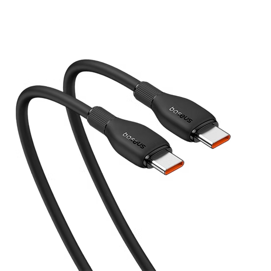 Baseus Pudding Cable Type-C a Type-C 100W (2M, Negro) – Carga Rápida y Flexibilidad Total