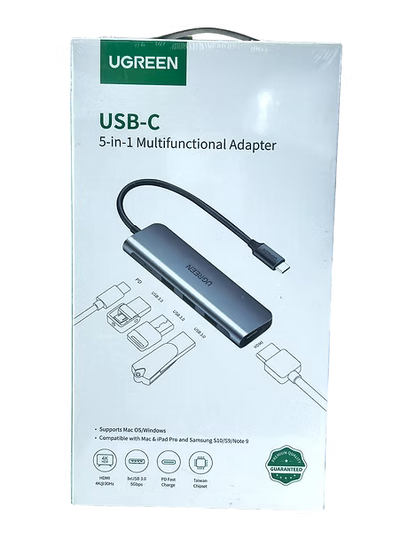 Adaptador UGREEN 5 en 1 USB-C | HDMI 4K, 3 USB 3.0, Carga Tipo C