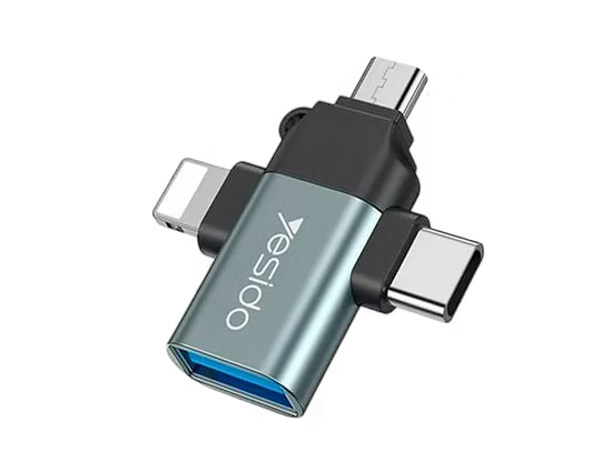 Adaptador 3 en 1 OTG Yesido GS15 – Conecta Todo desde un Solo Puerto USB
