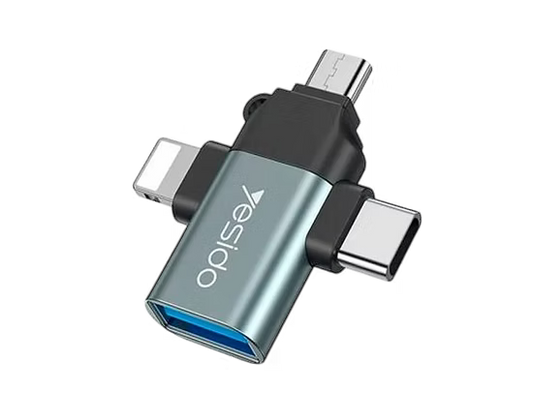 Adaptador 3 en 1 OTG Yesido GS15 – Conecta Todo desde un Solo Puerto USB