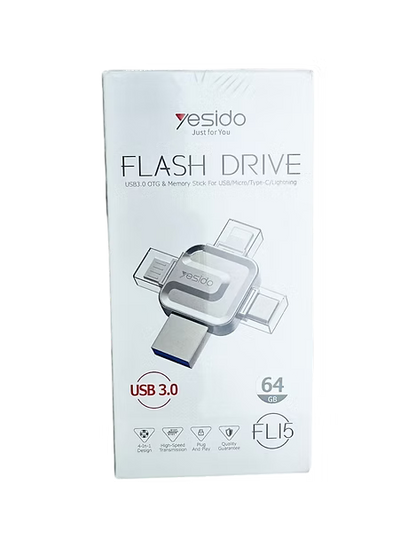 Flash Drive Multifuncional Yesido FL15 – 64GB de Memoria y Conectividad Total