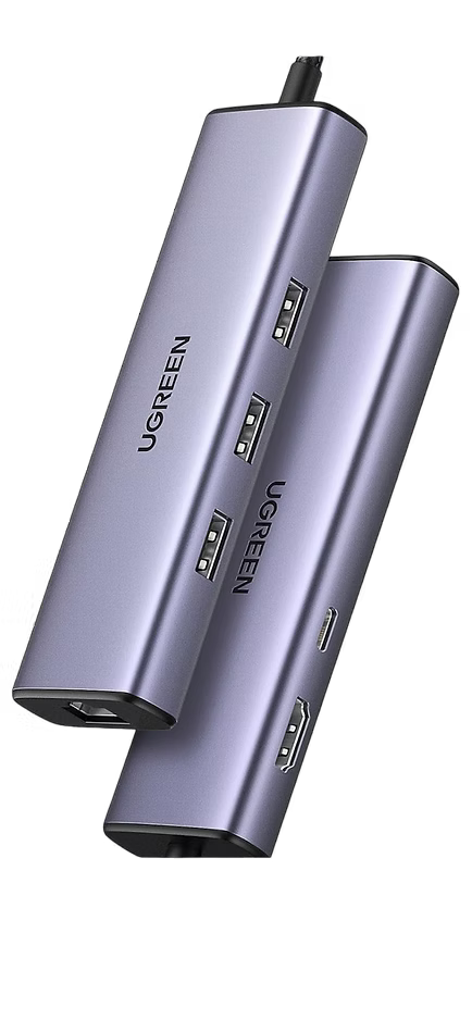 Adaptador UGREEN 6 en 1 USB-C | HDMI, RJ45, 3 USB 3.0, Carga 100W