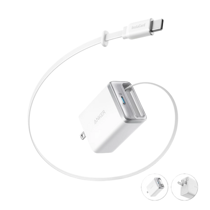 Cargador Anker Nano 35w con cable retráctil -  Blanco
