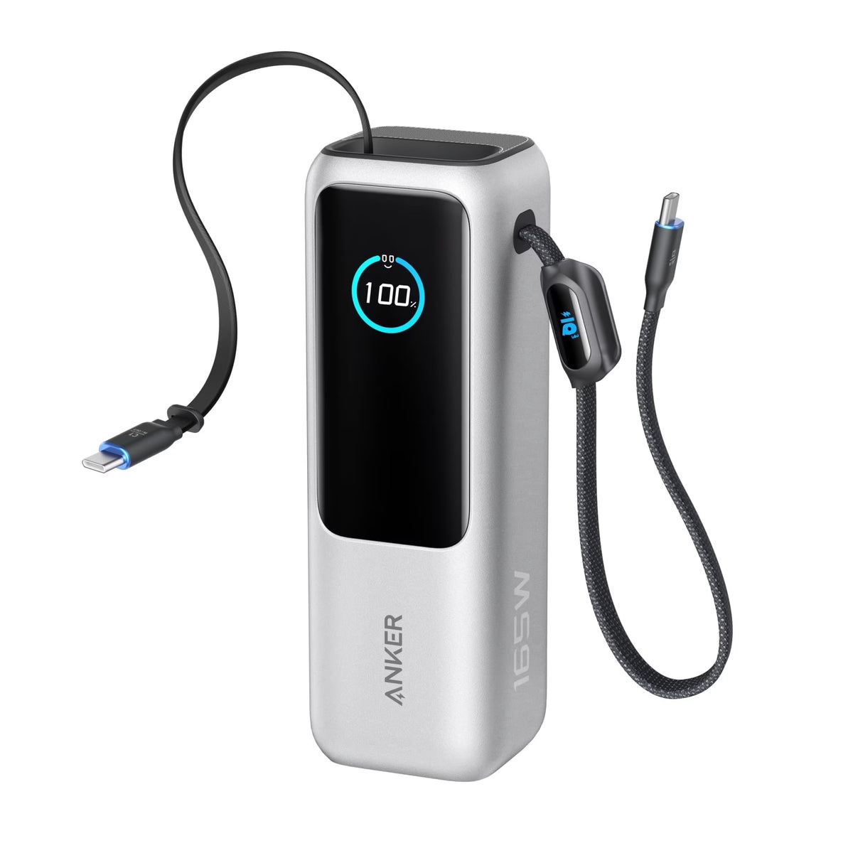 Cargador portatil Anker 165w 25000mAh con cable incorporado -  Plata