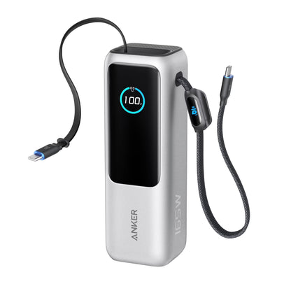 Cargador portatil Anker 165w 25000mAh con cable incorporado -  Plata
