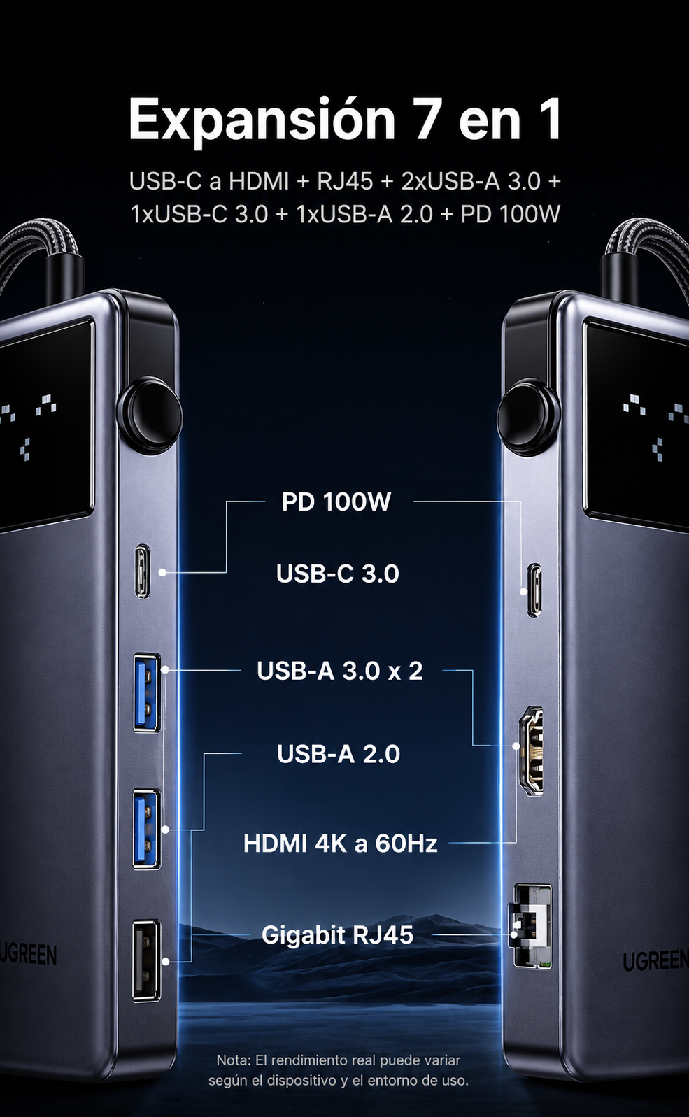 UGREEN Hub USB-C 7 en 1 CM888 (45155)