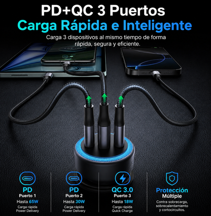 Cargador de Auto UGREEN 30W con 3 puertos EC307 (45843)