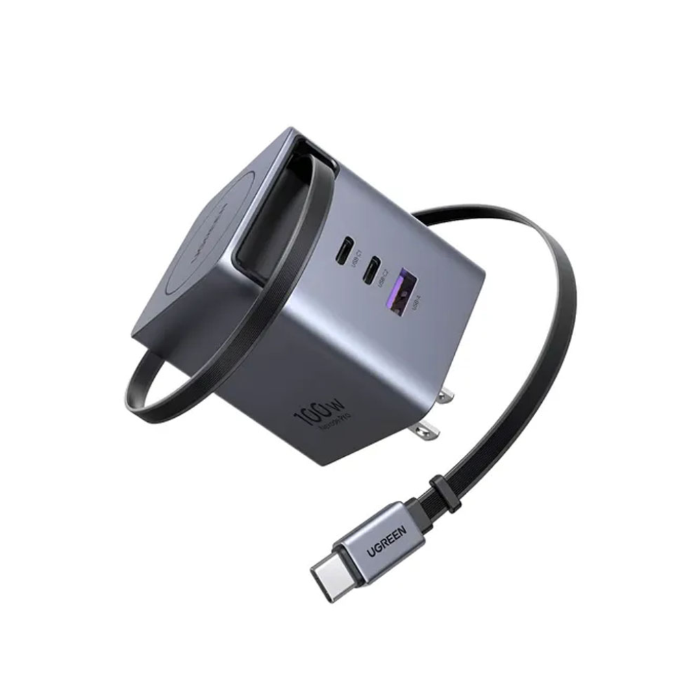 Cargador UGREEN 100W Nexode Pro GaN con Cable Retráctil USB-C X616 65827