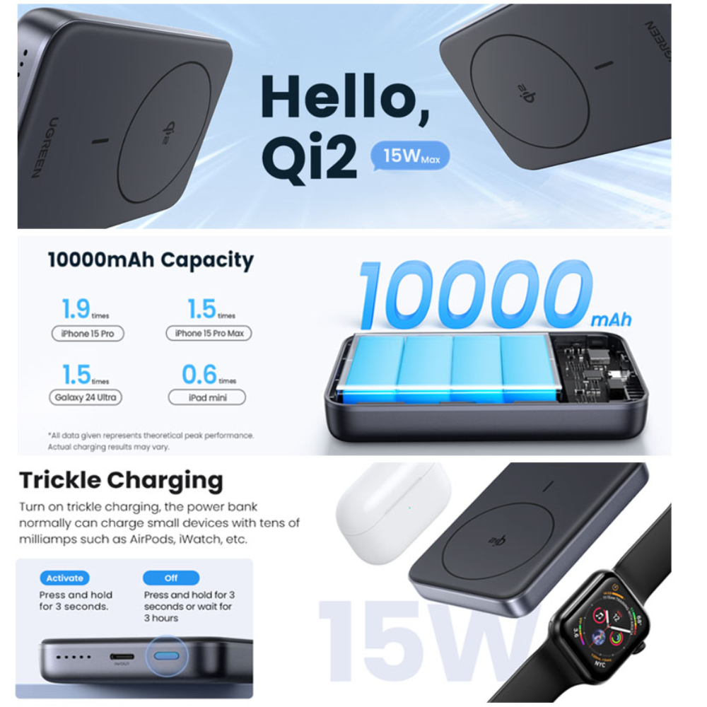 UGREEN Nexode Power Bank Qi2 10,000 mAh