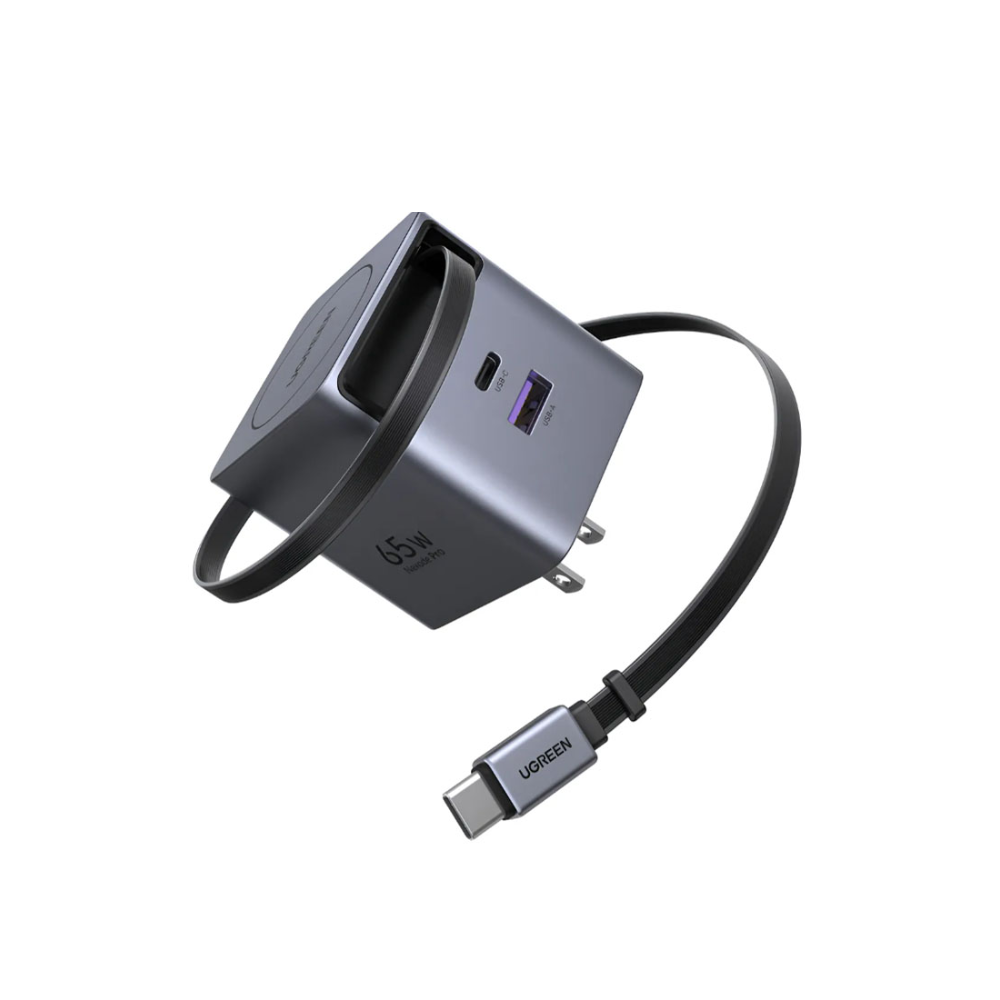 Cargador UGREEN 45W Nexode Pro GaN con Cable Retráctil USB-C X614 65821