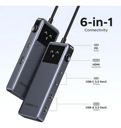 UGREEN Hub USB-C 6 en 1 CM888 (35998) – HDMI 4K 60Hz