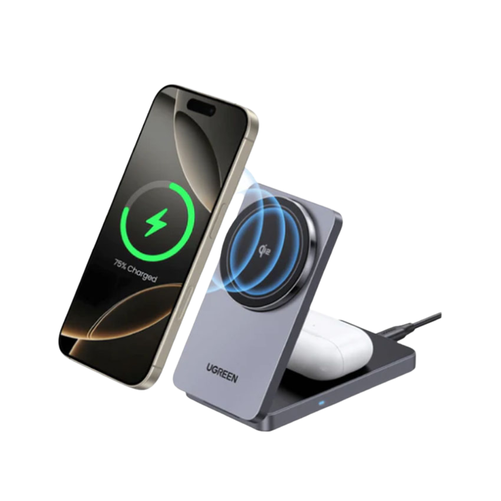Cargador Inalámbrico UGREEN Qi2 2 en 1 MagSafe