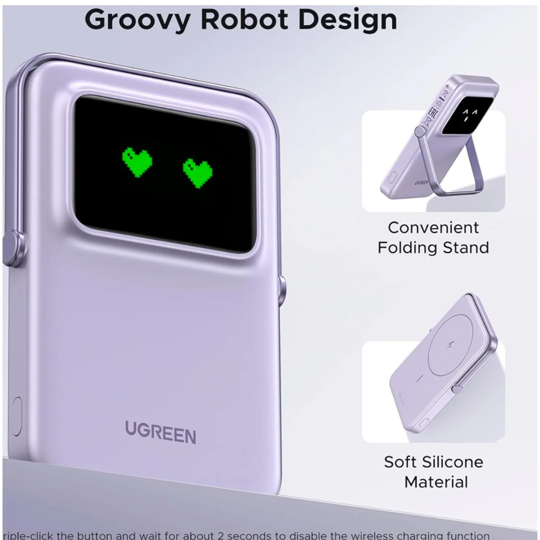 Cargador portátil magnético UGREEN Robot 10000mAh - Lila PB572 45328